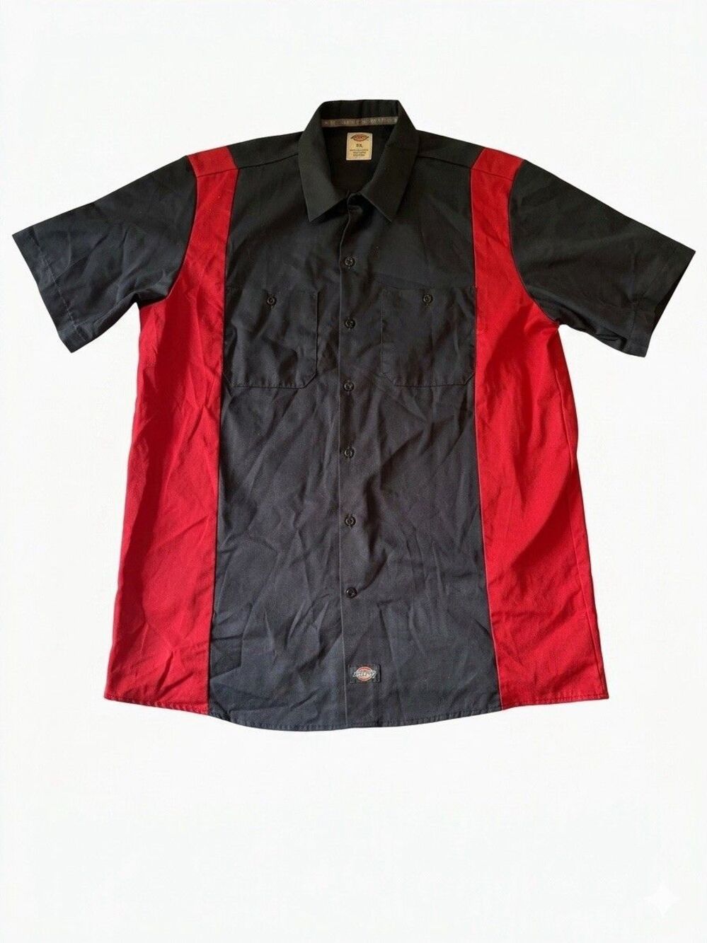 Dickies Shirt Men Extra Large Black Colorblock Bowling Work Garage Shop Mechanic